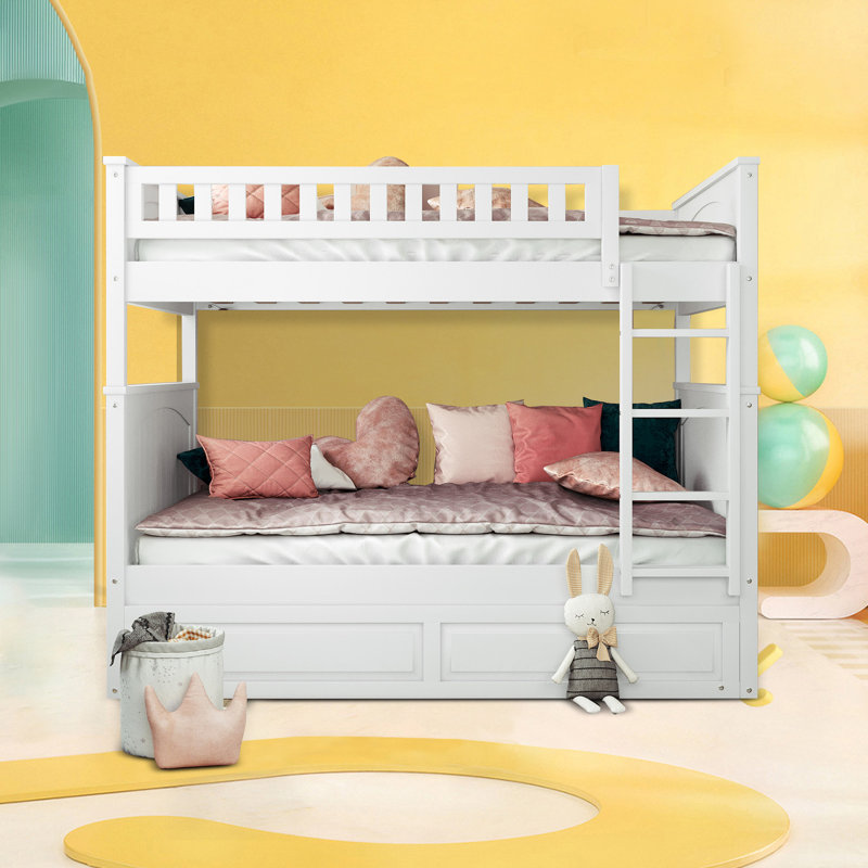 Abdihafid Full Over Full Solid Wood Standard Bunk Bed with Trundle by Harriet Bee Black